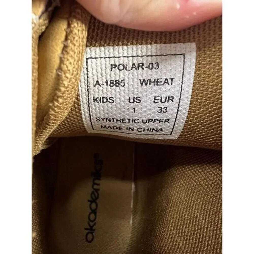 Akademiks Polar‎ 3 Boys Lace-Up Hi-Top Boots Youth Size 1 Tan